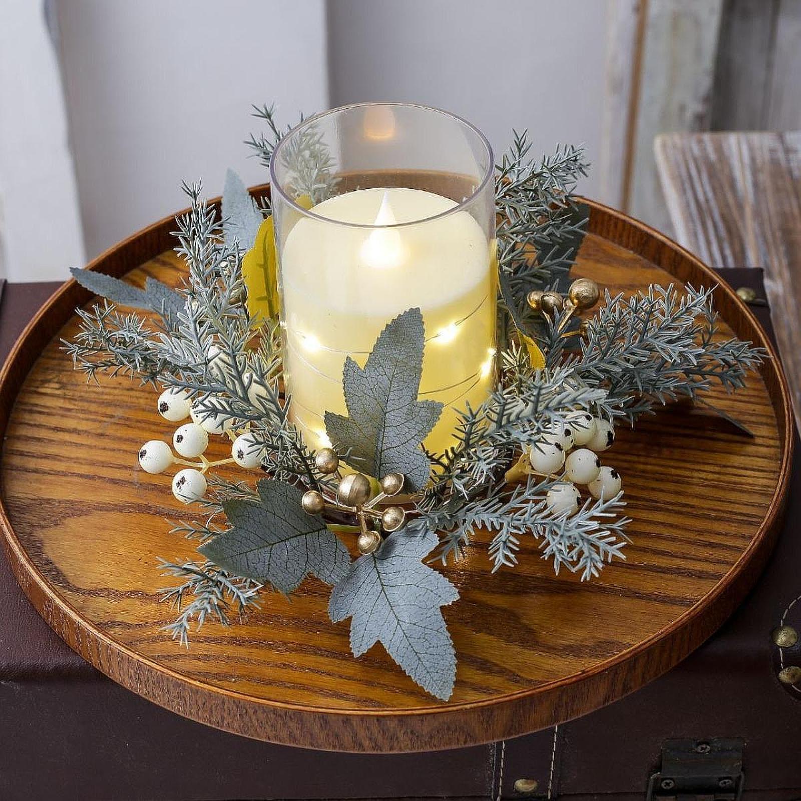 휴일 테이블 장식용 수제 인조 꽃 캔들 화환, 캔들 홀 - Candle Holder Decor 리뷰 및 가격