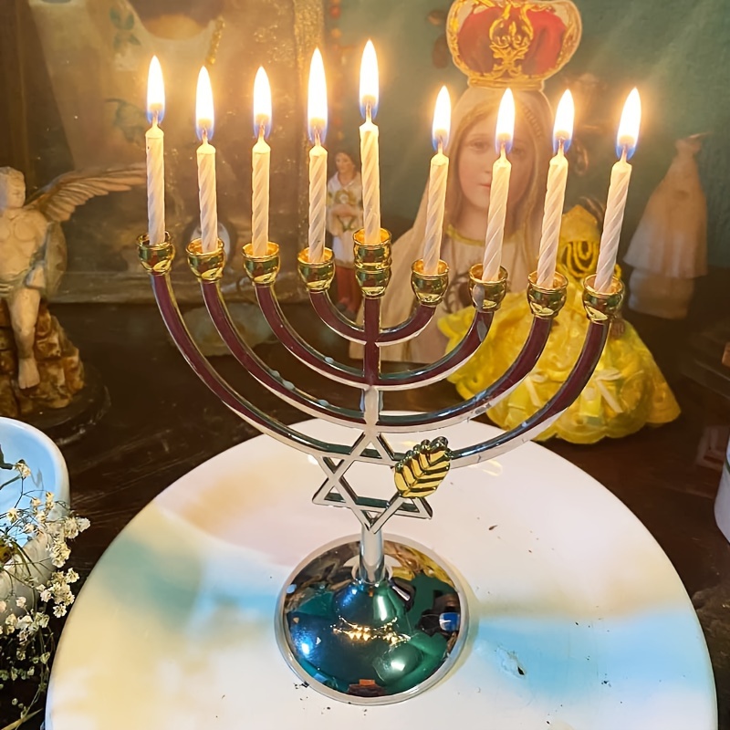 한우카 메노라 9개 가지 촛대, 다윗의 별 금속 촛대, - Candle Holder Decor 리뷰 및 가격
