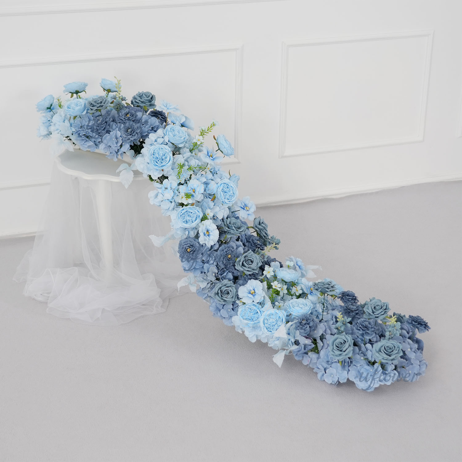 파란색 장미 인조 꽃 장식, DIY 웨딩 배경, 테이블 - Table Runner 리뷰 및 가격