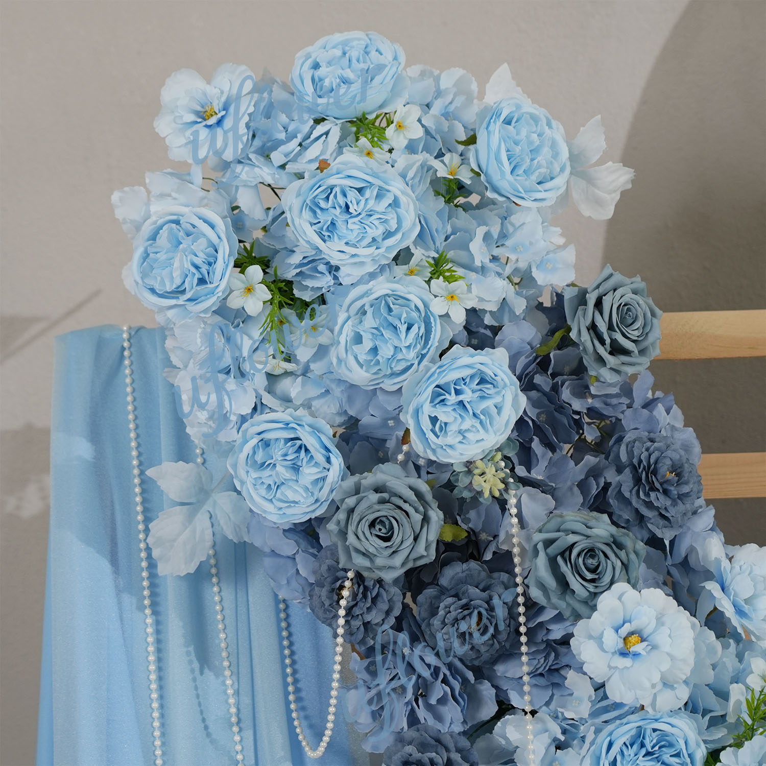 파란색 장미 인조 꽃 장식, DIY 웨딩 배경, 테이블 - Table Runner 리뷰 및 가격
