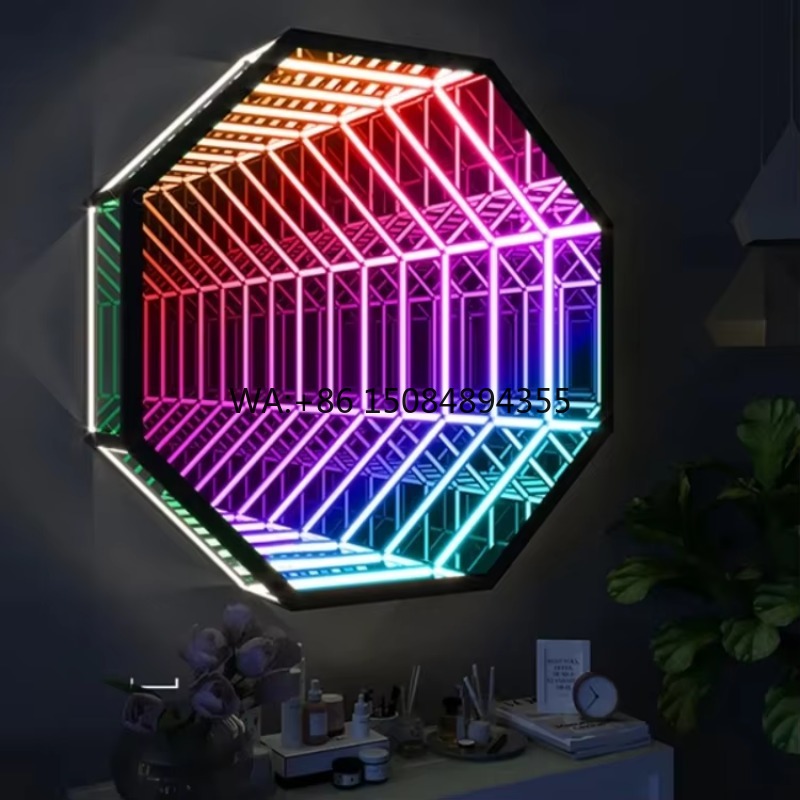 옥타곤 3D 인피니티 미러 라이트 터널 미러 인피니티  - Decorative Mirror 리뷰 및 가격